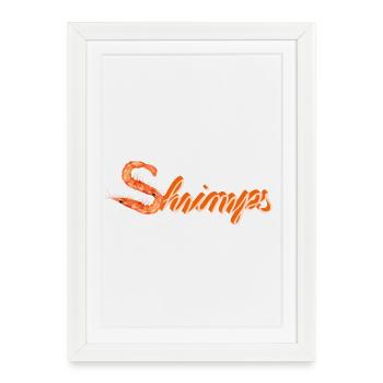 two shrimps or shrimps as funny typography - Framed poster (27 × 37 cm) - white - Front