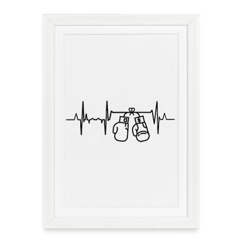 Boxer Herzlinie - Gerahmtes Poster (27 × 37 cm) - Weiß - Vorne