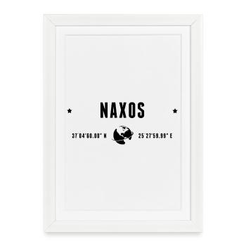 Naxos Stylized Geographical Coordinates - Framed poster (27 × 37 cm) - white - Front