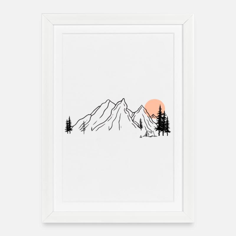 Sunrise Mountain Range Illustration - Framed poster (27 × 37 cm) - white