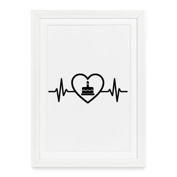 Heart Birthday Cake Candle - Framed poster (27 × 37 cm) - white - Front