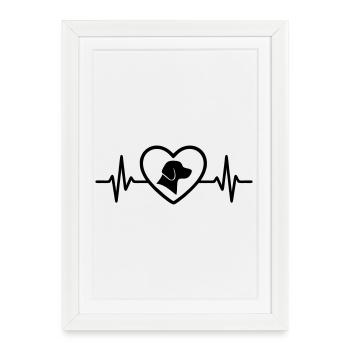 Chien Chien Coeur - Affiche encadrée (27 × 37 cm) - blanc - Devant