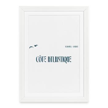 Lettrage Côte Atlantique - Affiche encadrée (27 × 37 cm) - blanc - Devant