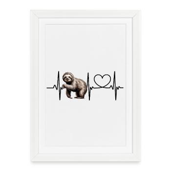 Imprimé paresseux décontracté pour les amoureux des animaux - Affiche encadrée (27 × 37 cm) - blanc - Devant