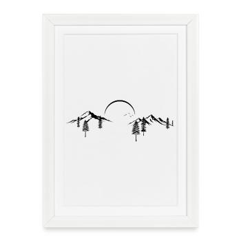 Mountain Peak Adventure Minimaliste Silhouette Art - Affiche encadrée (27 × 37 cm) - blanc - Devant