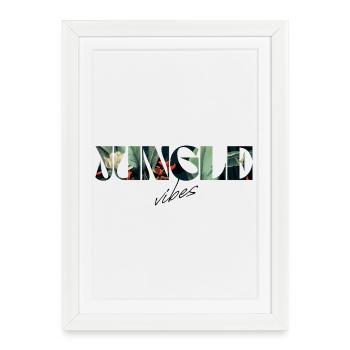 Jungle Vibes Lettrage Botanique - Affiche encadrée (27 × 37 cm) - blanc - Devant