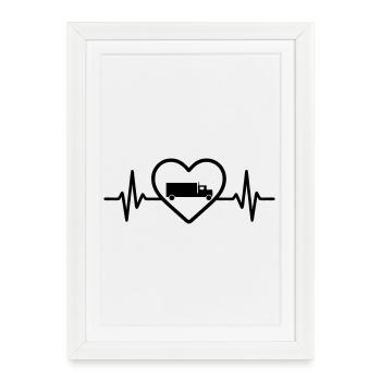 Chauffeur de camion Heart Transport - Affiche encadrée (27 × 37 cm) - blanc - Devant