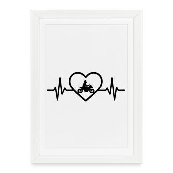 Moto Coeur Motard - Affiche encadrée (27 × 37 cm) - blanc - Devant