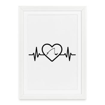 Fishing Fish Fishing Heart - Framed poster (27 × 37 cm) - white - Front