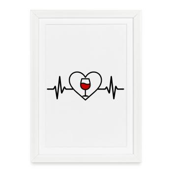 Wine Wine Glass Heart Red Wine - Framed poster (27 × 37 cm) - white - Front