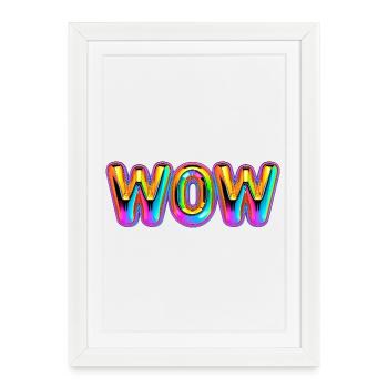 3D WOW Ballon Arc-en-ciel - Affiche encadrée (27 × 37 cm) - blanc - Devant