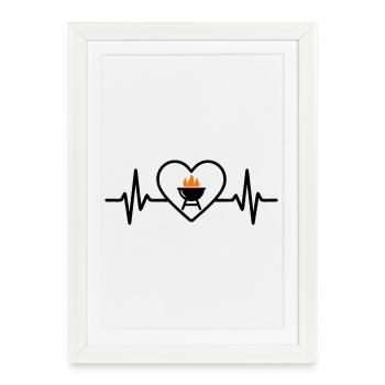 Barbecue au cœur – Passion pour le barbecue - Affiche encadrée (27 × 37 cm) - blanc - Devant