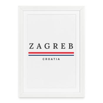 Ville de Zagreb, Croatie - Affiche encadrée (27 × 37 cm) - blanc - Devant