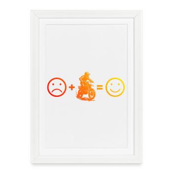 Thème puriste du motocross - Affiche encadrée (27 × 37 cm) - blanc - Devant