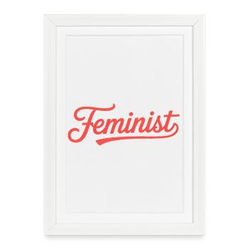 Féministe - T-shirt Logo Féminisme - Affiche encadrée (27 × 37 cm) - blanc - Devant