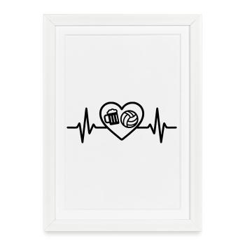 Heart Volleyball Beer - Framed poster (27 × 37 cm) - white - Front
