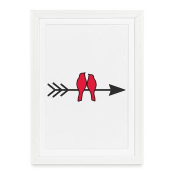 birds in love - Framed poster (27 × 37 cm) - white - Front