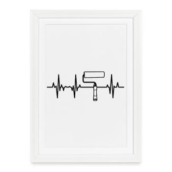 Color Roller Heart Line - Framed poster (27 × 37 cm) - white - Front