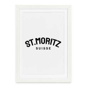 St. Moritz - Suisse - Switzerland - Swiss - Affiche encadrée (27 × 37 cm) - blanc - Devant