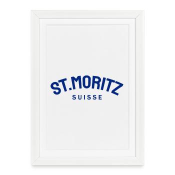St. Moritz - Suisse - Switzerland - Swiss - Affiche encadrée (27 × 37 cm) - blanc - Devant