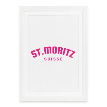 St. Moritz - Suisse - Switzerland - Swiss - Affiche encadrée (27 × 37 cm) - blanc - Devant