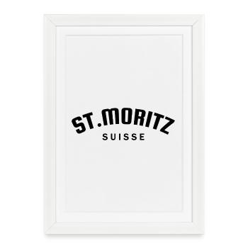 St. Moritz - Suisse - Switzerland - Swiss - Affiche encadrée (27 × 37 cm) - blanc - Devant