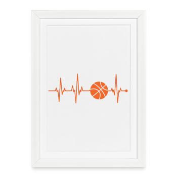 Beat Line Basketball Pulse - Framed poster (27 × 37 cm) - white - Front