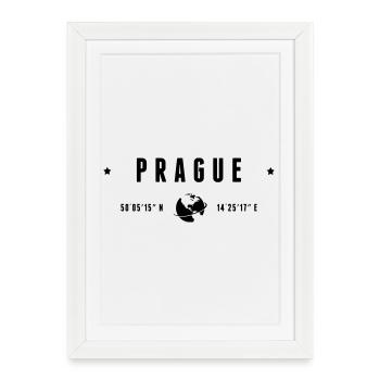 Prague GPS Coordinates Czech Republic - Framed poster (27 × 37 cm) - white - Front