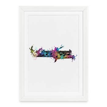 Bunte Noten - Gerahmtes Poster (27 × 37 cm) - Weiß - Vorne
