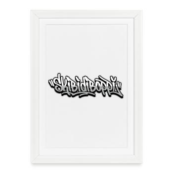 Skibidiboppi-Graffiti-Schrift - Gerahmtes Poster (27 × 37 cm) - Weiß - Vorne