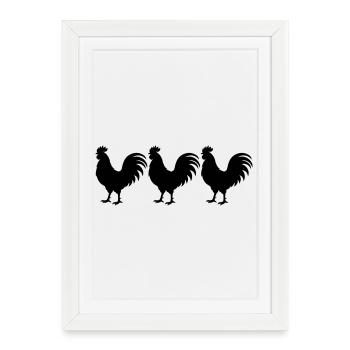 Silhouette du coq - Affiche encadrée (27 × 37 cm) - blanc - Devant