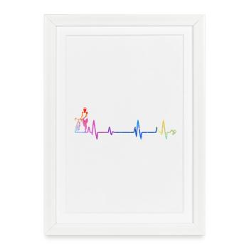Silhouette Pulse Arc-en-ciel - Affiche encadrée (27 × 37 cm) - blanc - Devant