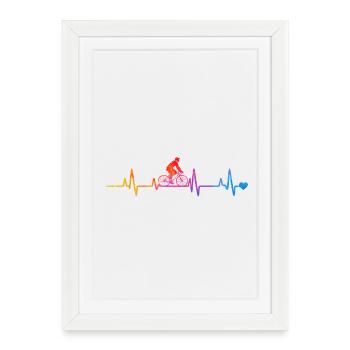Cyclisme arc-en-ciel avec un battement de cœur - Affiche encadrée (27 × 37 cm) - blanc - Devant