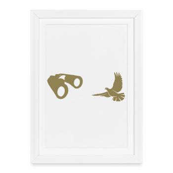 Minimalist Bird Watching Silhouette - Framed poster (27 × 37 cm) - white - Front