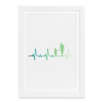 Père et fille battement de coeur papa et fillette - Affiche encadrée (27 × 37 cm) - blanc - Devant