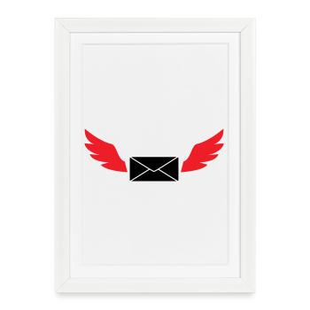 Courrier express enveloppe ailée poste - Affiche encadrée (27 × 37 cm) - blanc - Devant