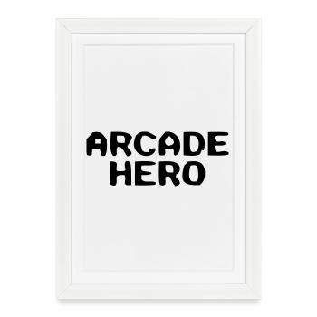 Lettrage rétro Arcade Hero - Affiche encadrée (27 × 37 cm) - blanc - Devant