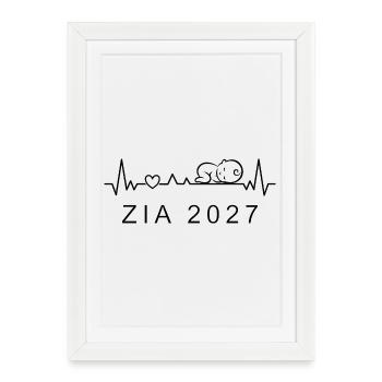 Future Tante 2027 Grossesse du battement de cœur - Affiche encadrée (27 × 37 cm) - blanc - Devant