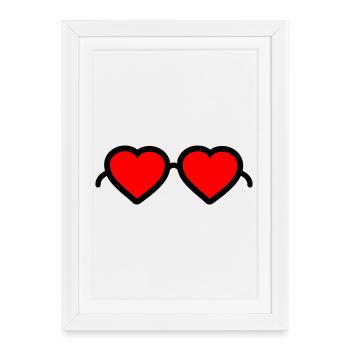 Lunettes pour cœur - Affiche encadrée (27 × 37 cm) - blanc - Devant