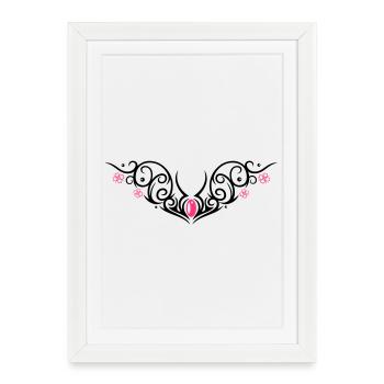 Kirschblüten Tribal, cherry blossom Tattoo - Affiche encadrée (27 × 37 cm) - blanc - Devant