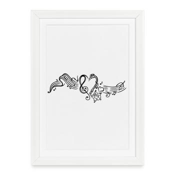 Sheet music with music notes, clef and flowers - Framed poster (27 × 37 cm) - white - Front