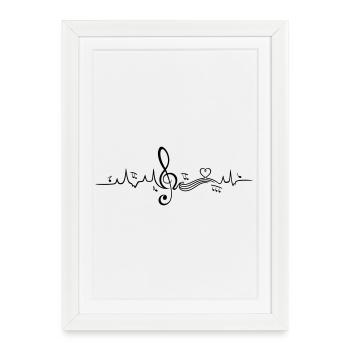 Heartbeat, l'amour pour la musique - Affiche encadrée (27 × 37 cm) - blanc - Devant