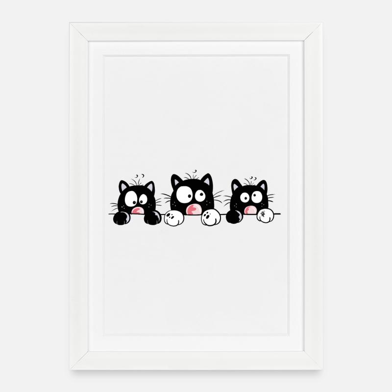 Funny Cats - Framed poster (27 × 37 cm) - white