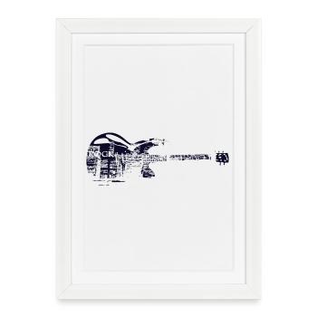 Tee shirt rock - Affiche encadrée (27 × 37 cm) - blanc - Devant