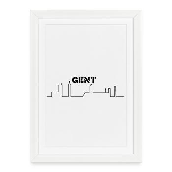 horizon minimaliste de Gand - Affiche encadrée (27 × 37 cm) - blanc - Devant