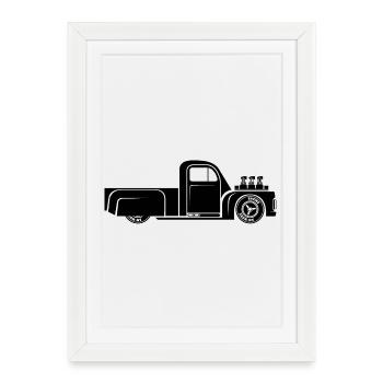 hot rod rockabilly smybol cars voitures voitures - Affiche encadrée (27 × 37 cm) - blanc - Devant