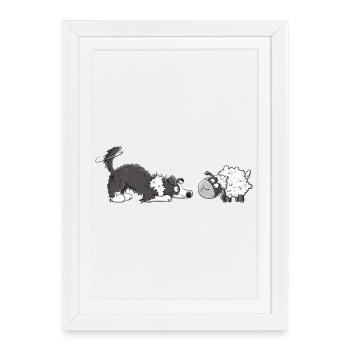 Border Collie And Sheep I Herding Dog Dog Fun - Framed poster (27 × 37 cm) - white - Front