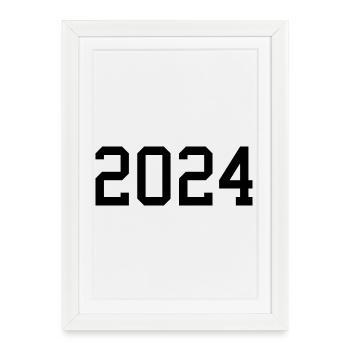 2024 white New Year's Eve black - Framed poster (27 × 37 cm) - white - Front