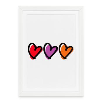 Triple Heart Sketch Design - Framed poster (27 × 37 cm) - white - Front