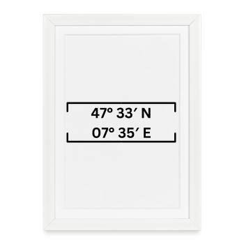 coordonnées Bâle Minimaliste - Affiche encadrée (27 × 37 cm) - blanc - Devant
